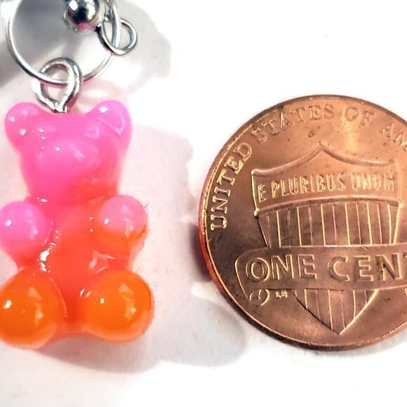 Orange Transparent Gummy Bear Earrings - Picture 4 of 4